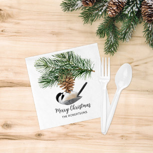 Serviette En Papier Poulet d'aquarelle sur Pinecone Joyeux Noël