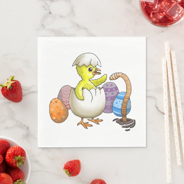 Serviette En Papier Poulet de Pâques éclos (En situation)