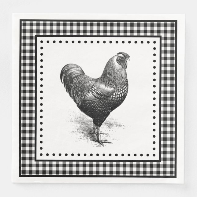 Serviette En Papier Poulet Gingham (Devant)