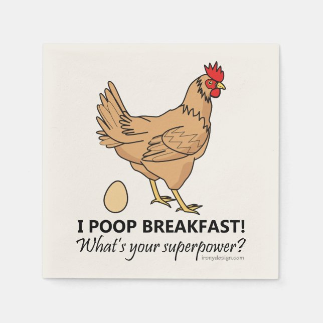 Serviette En Papier Poulet Poops Petit-déjeuner Drôle Design (Devant)