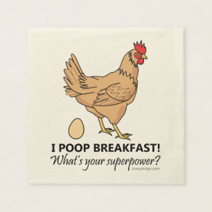 Serviette En Papier Poulet Poops Petit-déjeuner Drôle Design