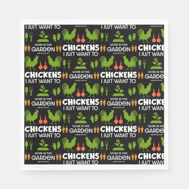 Serviette En Papier Poulets Et Jardinage (Devant)