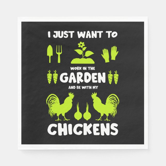 Serviette En Papier Poulets Et Jardinage (Devant)