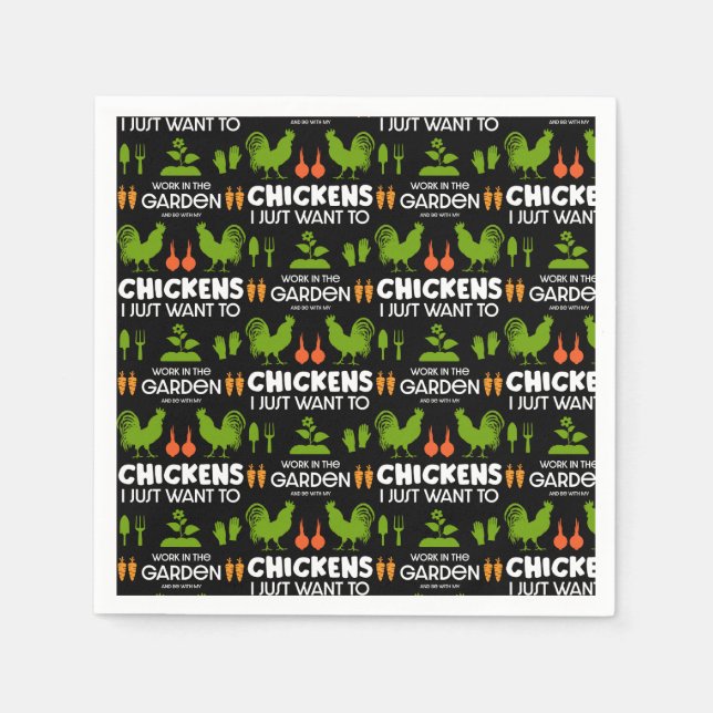 Serviette En Papier Poulets Et Jardinage (Devant)
