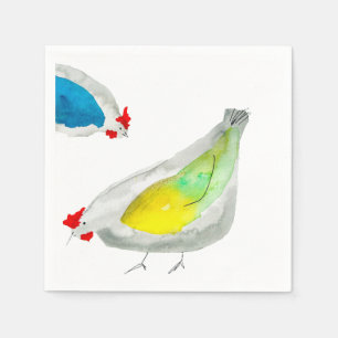 Serviette En Papier Poulets mignons aquarelle