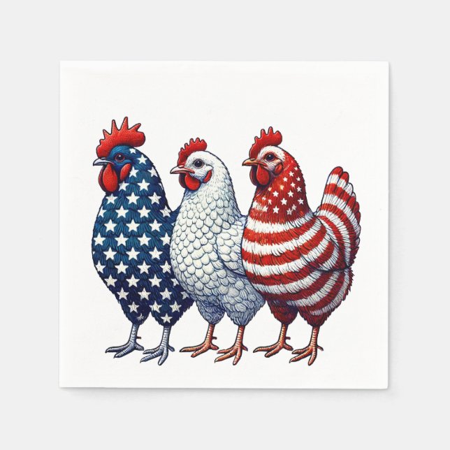 Serviette En Papier Poulets patriotiques (Devant)