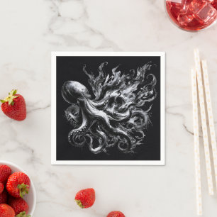 Serviette En Papier Poulpe Kraken Fluide Encre Abstraite