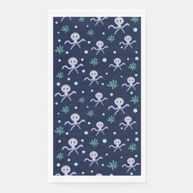 Serviette En Papier Poulpe sous la mer motif pour enfants (Devant)