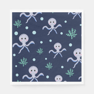 Serviette En Papier Poulpe sous le motif enfants de la mer