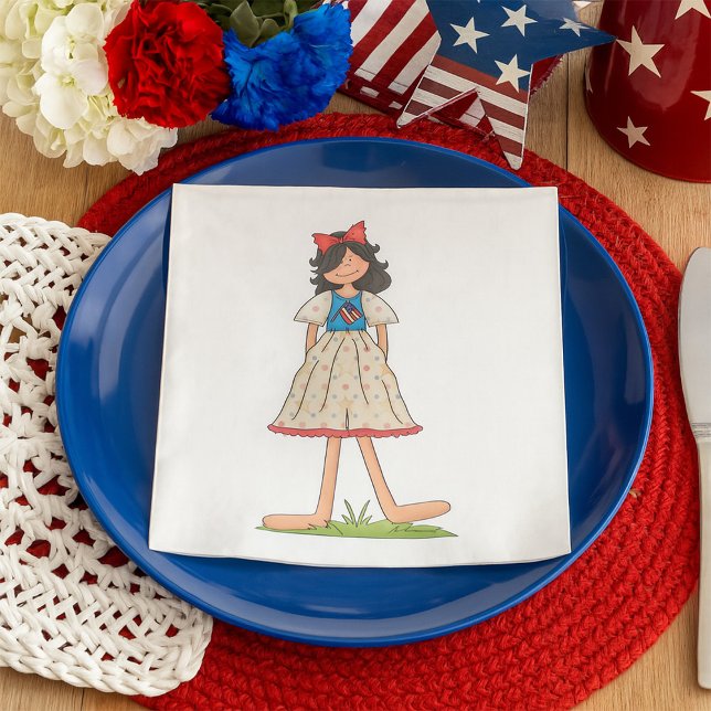 Serviette En Papier Poupée de cerf patriotique fille Americana Folk (Créateur téléchargé)
