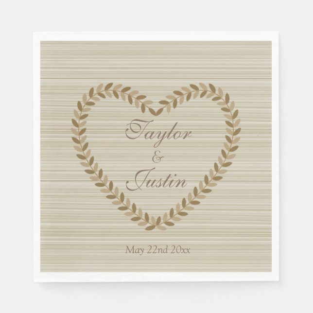 Serviette En Papier Poupées d'automne Coeur feuille zen mariages servi (Devant)