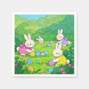 Serviette En Papier Poupées de dessin OEufs de Pâques