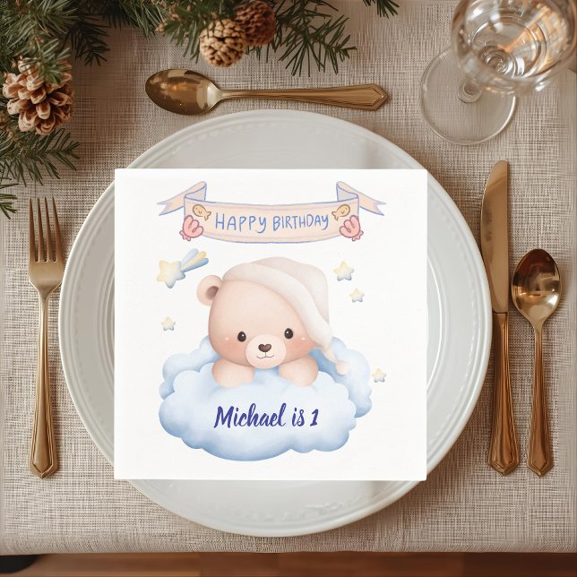 Serviette en papier pour 1er anniversaire Ourson P (Créateur téléchargé)
