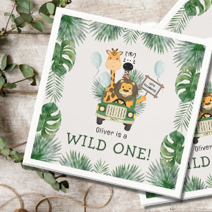 Serviette en papier pour 1er anniversaire Safari W