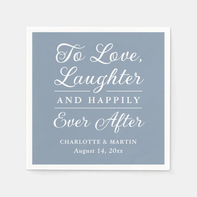 Serviette En Papier Pour aimer rire Dusty Blue Mariage serviettes (Devant)