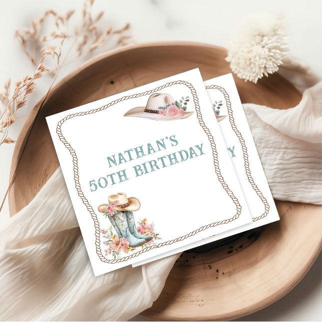 Serviette en papier pour anniversaire avec bottes  (Créateur téléchargé)