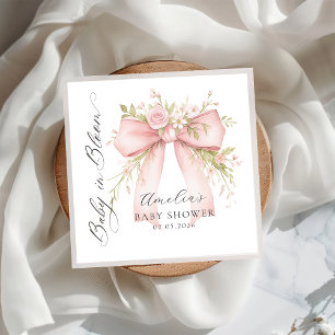 Serviette en papier pour baby shower fleurs à ruba