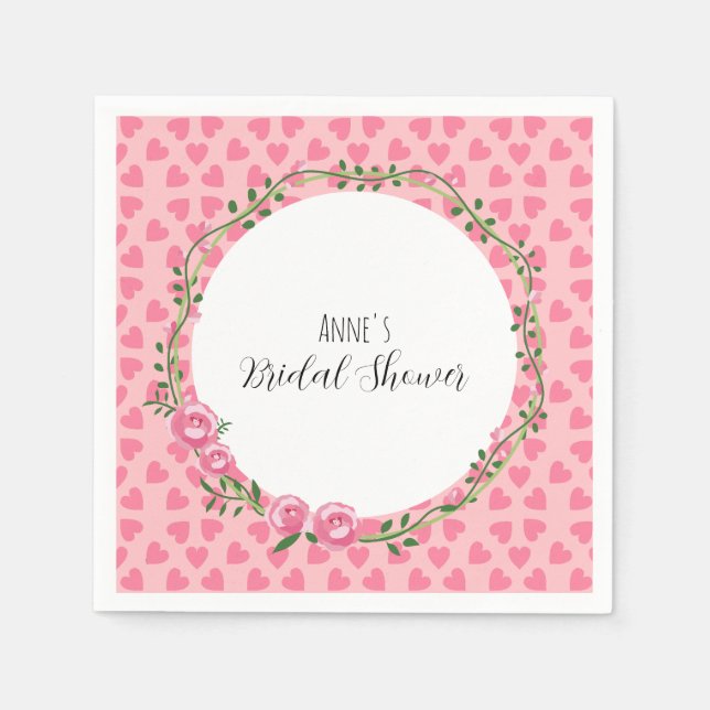 Serviette en papier pour baby shower rose avec fle (Devant)