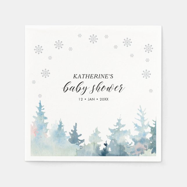 Serviette en papier pour Baby Shower Silver Winter (Devant)