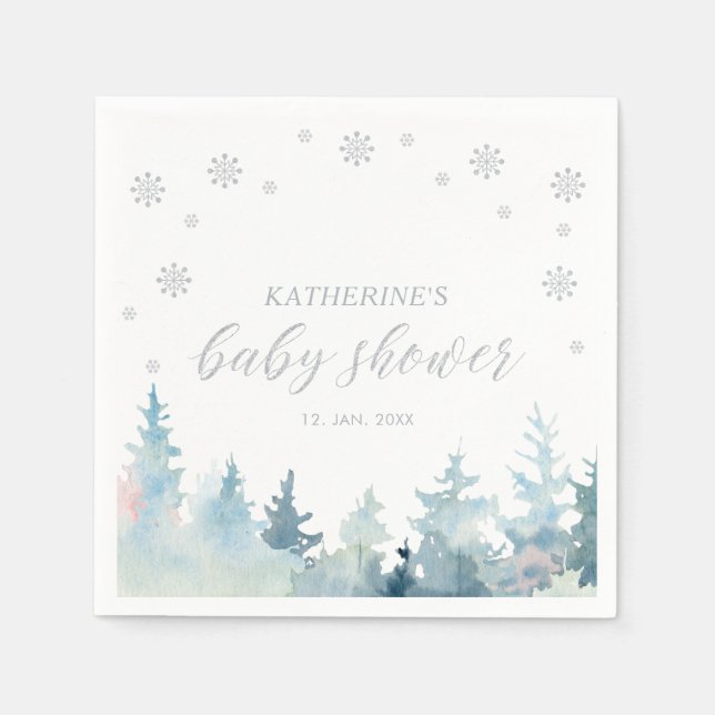 Serviette en papier pour Baby Shower Silver Winter (Devant)