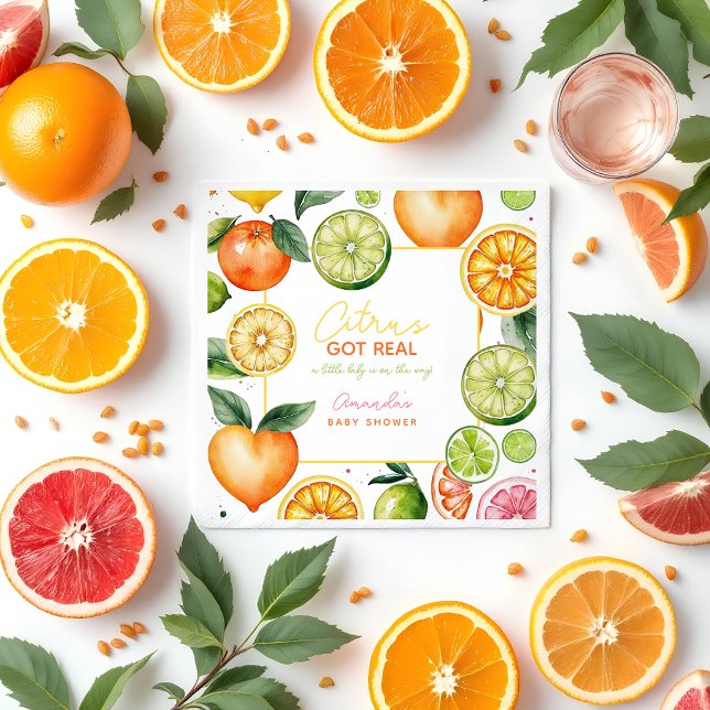 Serviette en papier pour Baby Shower sur le thème  (Citrus Got Real | Citrus Baby Shower Paper Napkins)