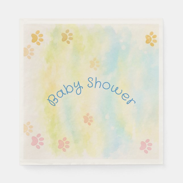Serviette en papier pour Baby Shower - Thème Chiot (Devant)