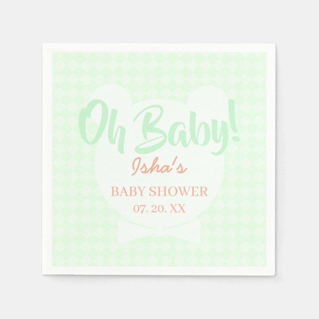 Serviette en papier pour Baby Shower Thème Ours av (Devant)