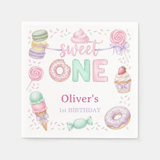 Serviette en papier pour dessert pastel pour le 1e (Devant)