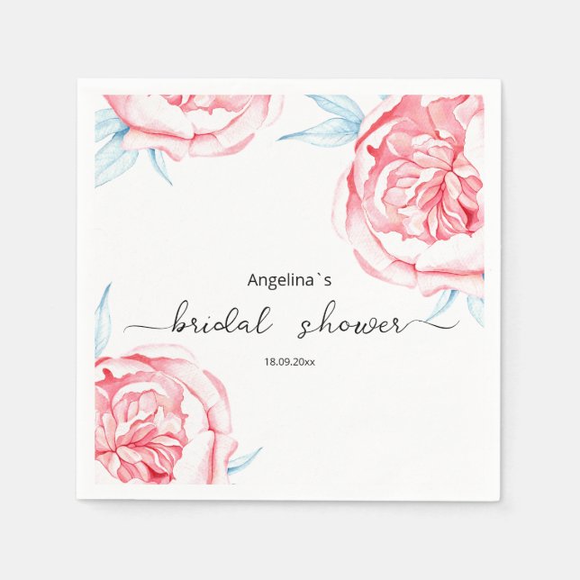 Serviette en papier pour douche de mariée Paeonies (Devant)