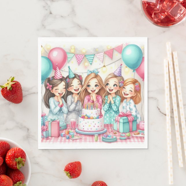Serviette en papier pour fête d'anniversaire en py (En situation)