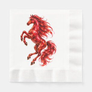 Serviette en papier pour fête équestre Cheval Roug