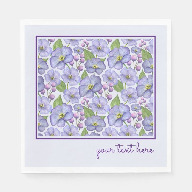 Serviette en papier pour jardin de fleurs violette (Devant)