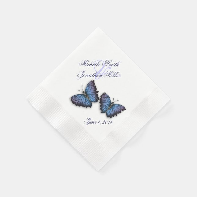 Serviette En Papier Pour l'amour et les papillons violets et bleus ser (Coin)