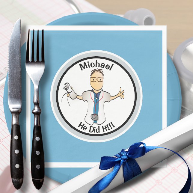 Serviette En Papier Pour lui Blue Docteur Médecin Médicale Graduation (Créateur téléchargé)