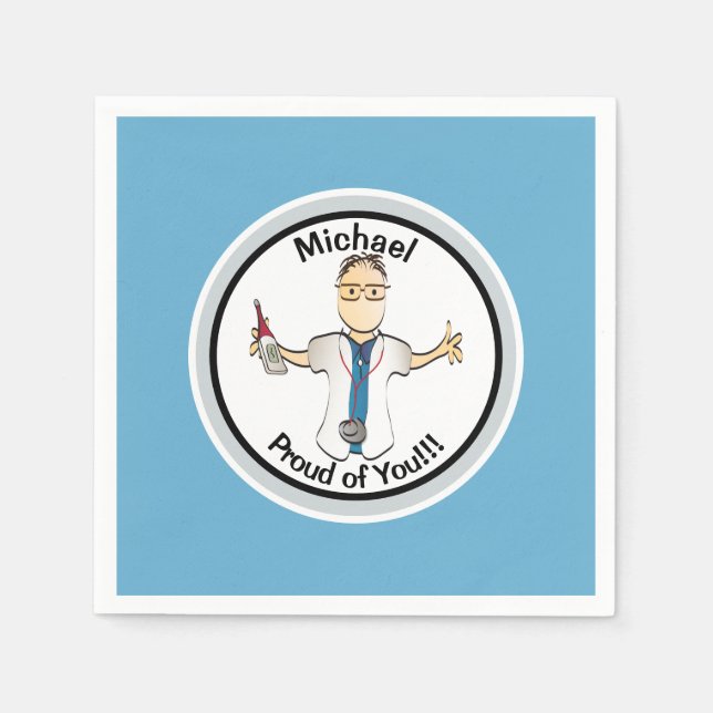 Serviette En Papier Pour Lui Drôle Docteur Infirmière Diplôme Homme Pa (Devant)