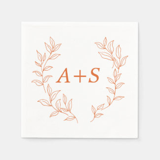 Serviette en papier pour mariage à monogramme et f