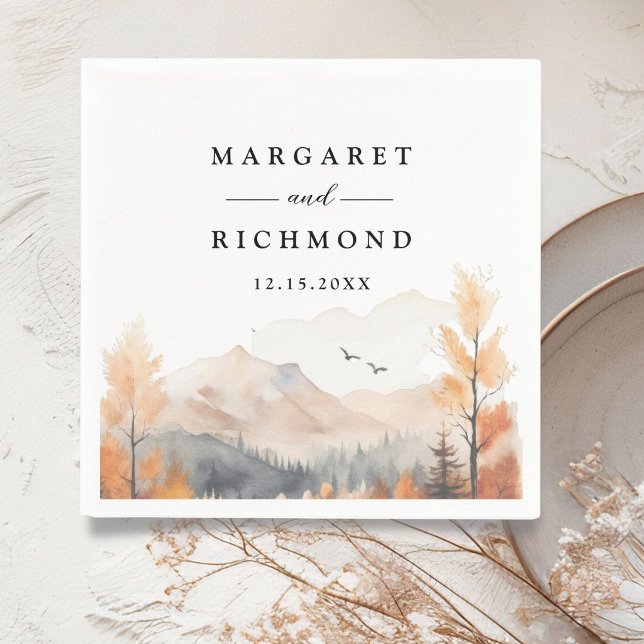 Serviette en papier pour mariage rustique au bord  (Créateur téléchargé)