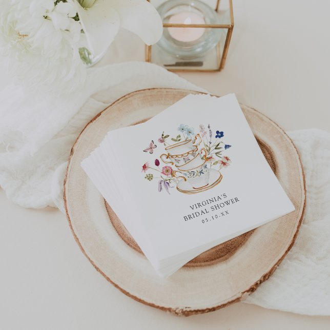 Serviette en papier pour Tea Party (Elegant Wildflower Tea Party Paper Napkin by Painted Paperie
)
