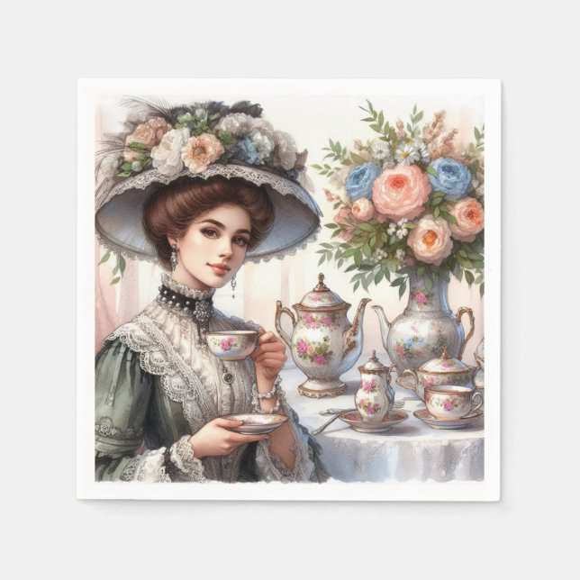 Serviette en papier pour thé à l'anglaise victorie (Devant)