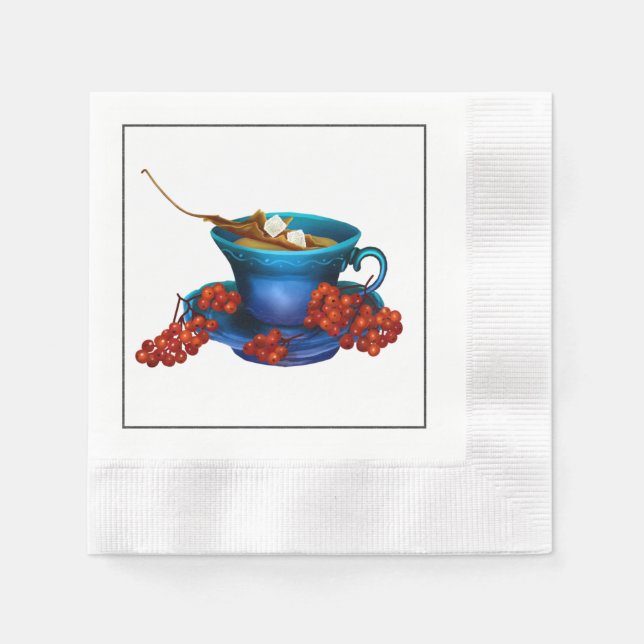 Serviette en papier pour thé d'automne déjeuner (Devant)
