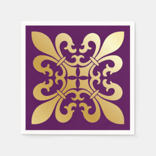 Serviette En Papier Pourpre de French Fleur de Lis Symbols