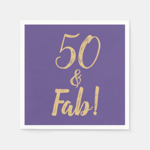 Serviette En Papier Pourpre élégant "50 et ouvrier !" cinquantième