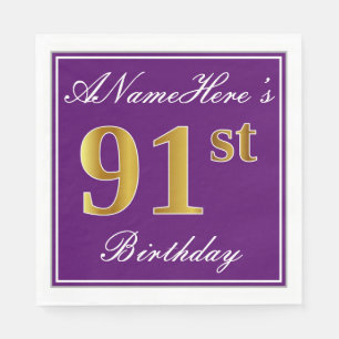 Serviette En Papier Pourpre élégant, anniversaire d'or de Faux