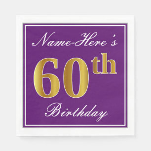 Serviette En Papier Pourpre élégant, anniversaire d'or de Faux
