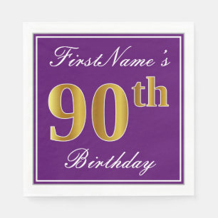 Serviette En Papier Pourpre élégant, anniversaire d'or de Faux
