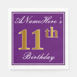 Serviette En Papier Pourpre élégant, anniversaire d'or de Faux 11èm