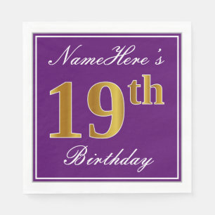 Serviette En Papier Pourpre élégant, anniversaire d'or de Faux 19èm