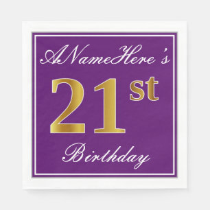 Serviette En Papier Pourpre élégant, anniversaire d'or de Faux 21èm