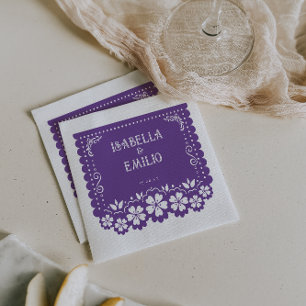 Serviette En Papier Pourpre   Mariage mexicain Papel Picado