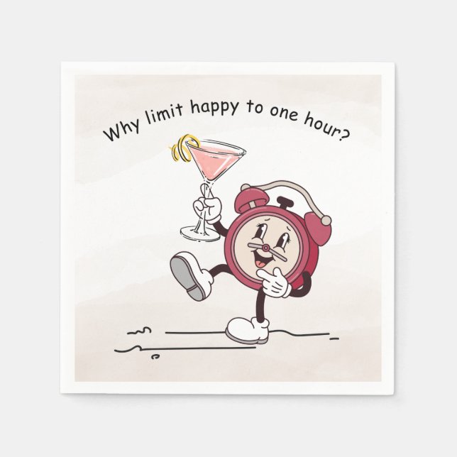 Serviette En Papier Pourquoi Limiter Happy Hour Cocktail Napkin (Devant)
